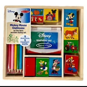 New Disney Melissa & Doug Mickey Mouse Clubhouse Wood Stamp Set On The Farm Box